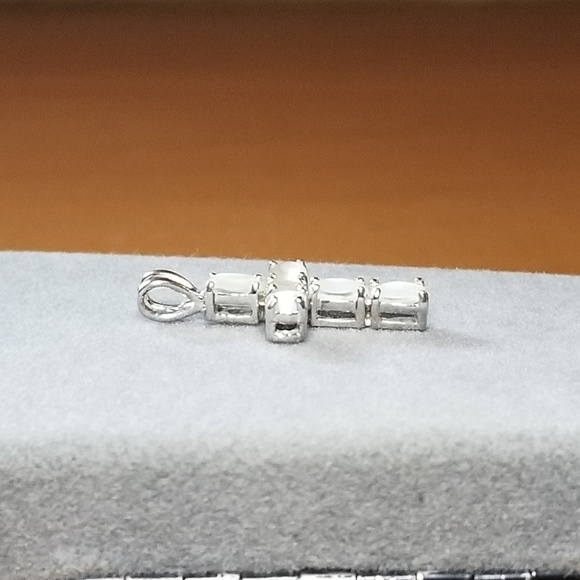 Silver Cross Pendant with Stones - Picture 3 of 6